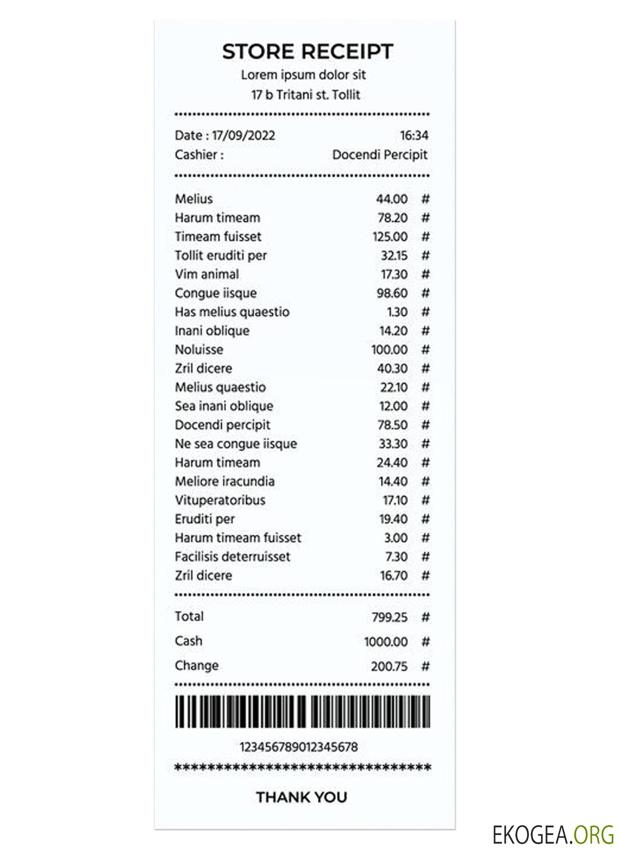 Modèle de reçu de magasin